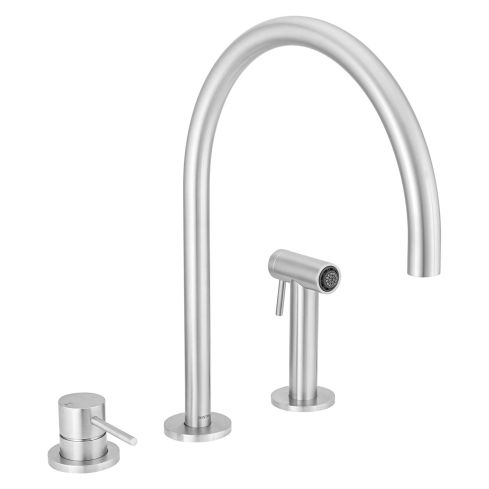 EX316 3 Hole Deck Mounted Kitchen Mixer With Push Lever Hand Shower